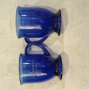 2 Starbucks Blue Glass Mugs